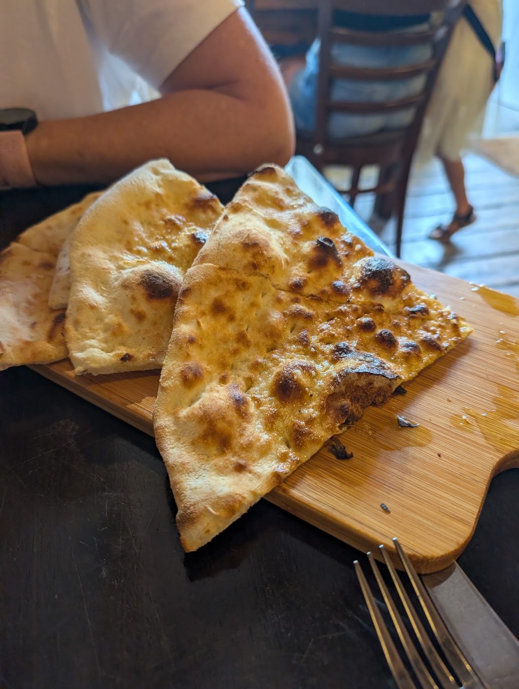 Flatbread on a wooden board