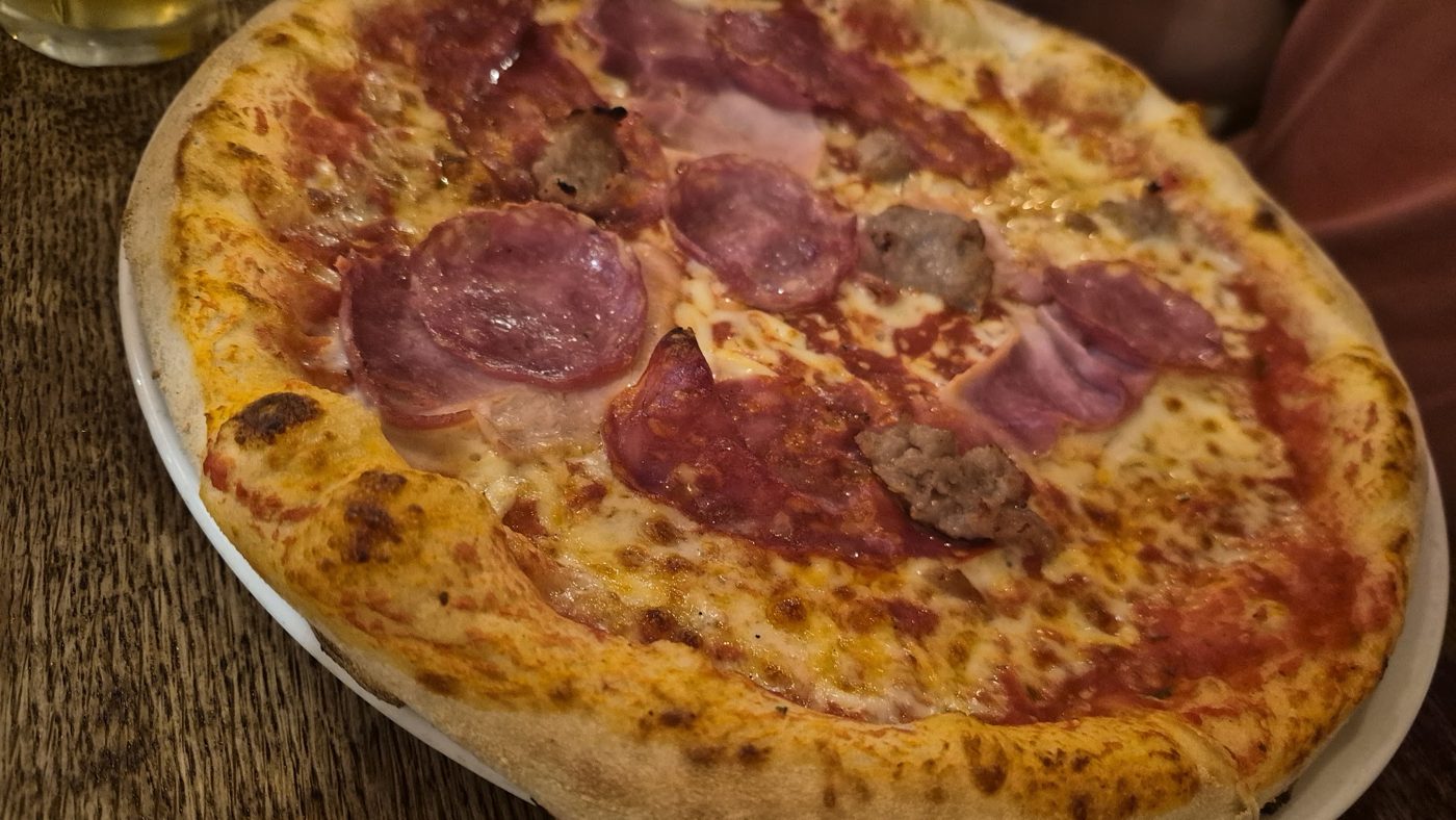 A salami pizza